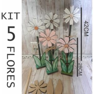 Kit com 5 Flores em MDF 6mm