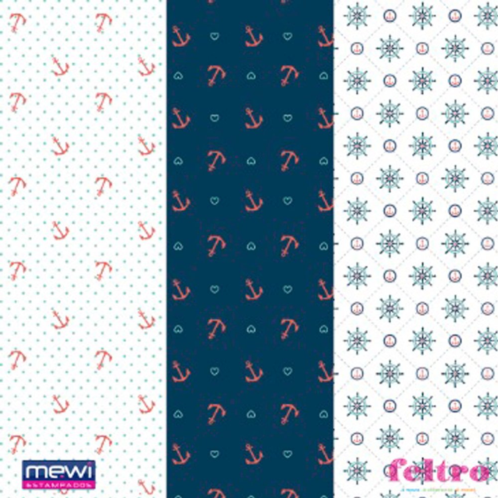 Feltro mewi - Coleção 7 mares - Âncora 25X70CM