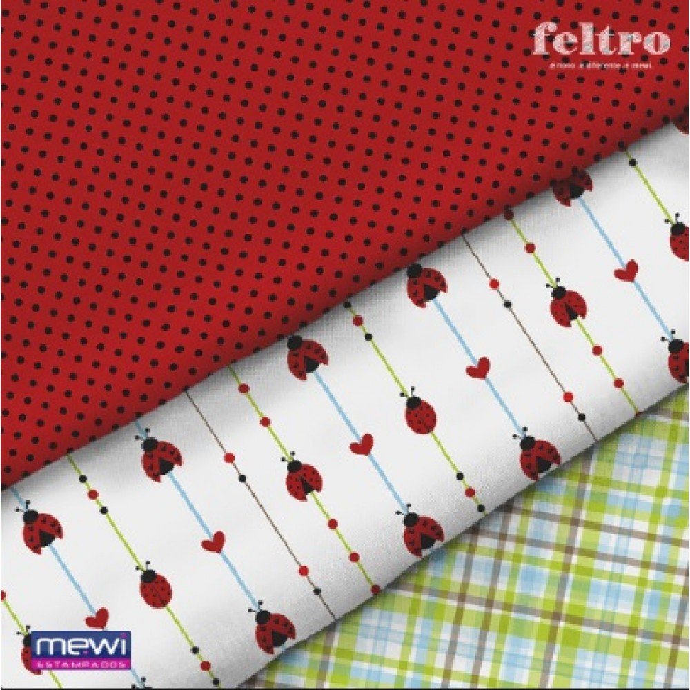 Feltro mewi -  Coleção joaninha - Composê 2 xadrez e pingente 25X70CM - Image 2