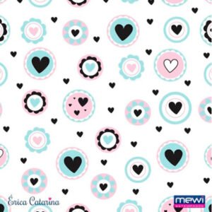 Feltro mewi estampado – Coleção clássicos – Lovely azul 25X70CM