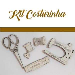 Kit Aplique e botão Costurinha MDF Branco 3mm