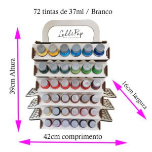 Suporte para organizar suas Tintas de 37ml e Pinceis no Branco