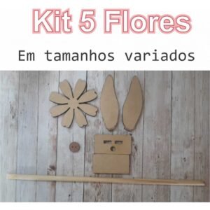 Kit com 5 Flores em MDF 6mm