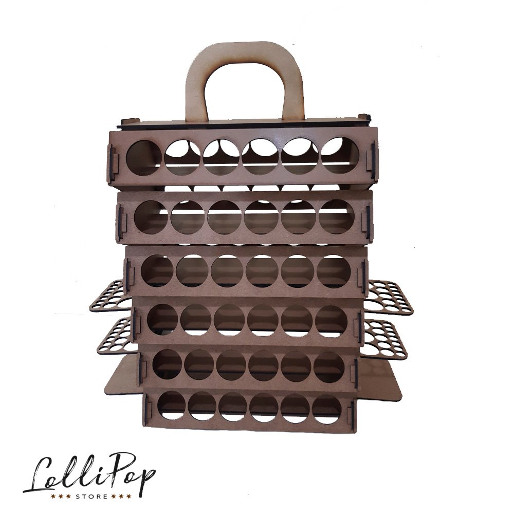 Suporte para tintas de Tecido 37ml em MDF com espaço para 72 tintas cru