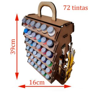 Suporte para tintas de Tecido 37ml em MDF com espaço para 72 tintas cru