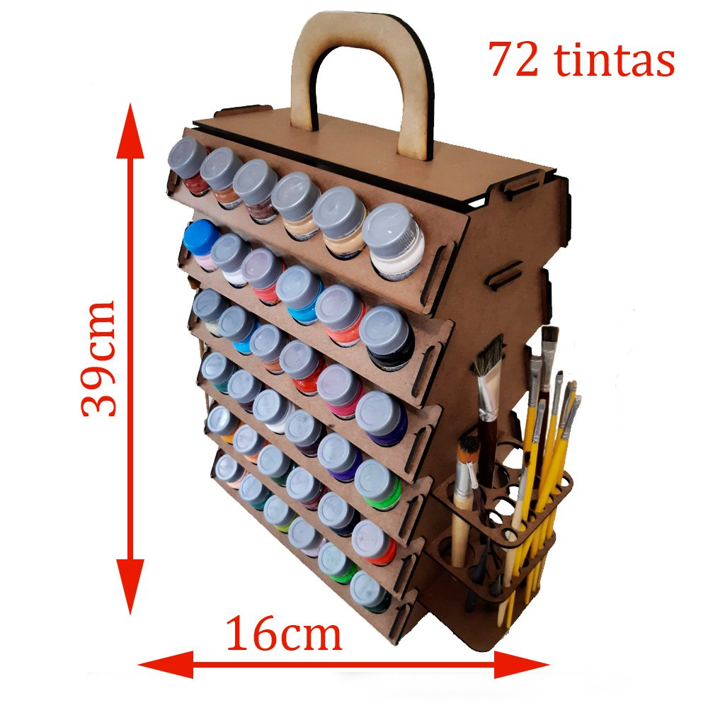 Suporte para tintas de Tecido 37ml em MDF com espaço para 72 tintas cru - Image 2